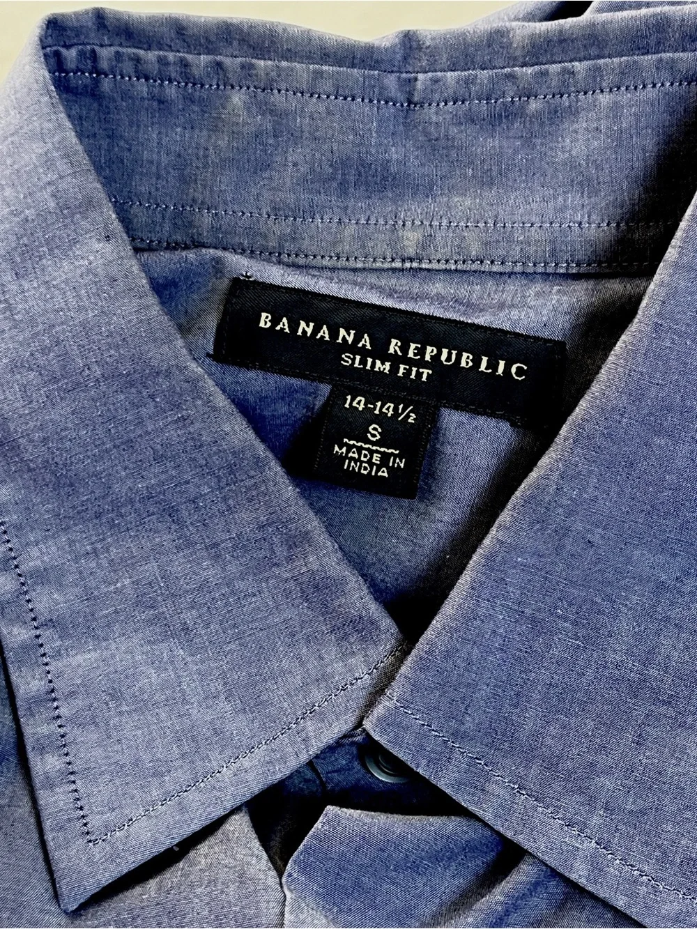 Banana Republic Men's Chambray Button-Up Slim Fit Shirt - Dark Blue Sz S